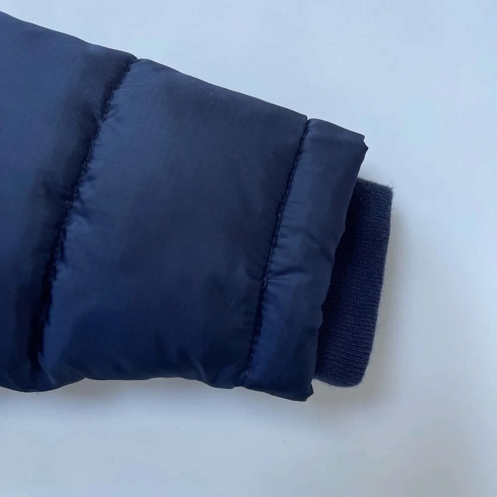 Crewcuts Navy Puffer Hooded Jacket with Neon Zipper Pull